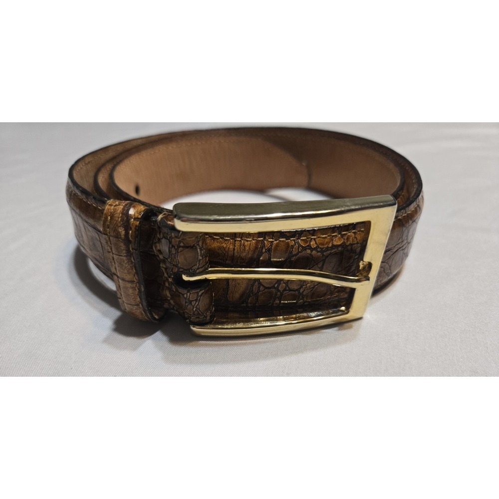 Martin Dingman 5000700 Brown Italian Calfskin Alligator Embossed Belt Mens 34